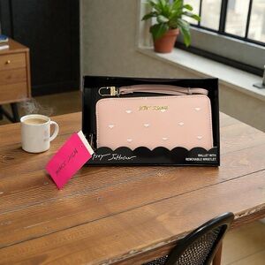 Betsey Johnson Pink Heart Wristlet Clutch